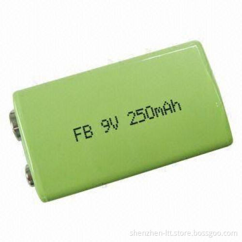 Rechargeable NiMH Battery with 9V Voltage and 250mAh Capacity